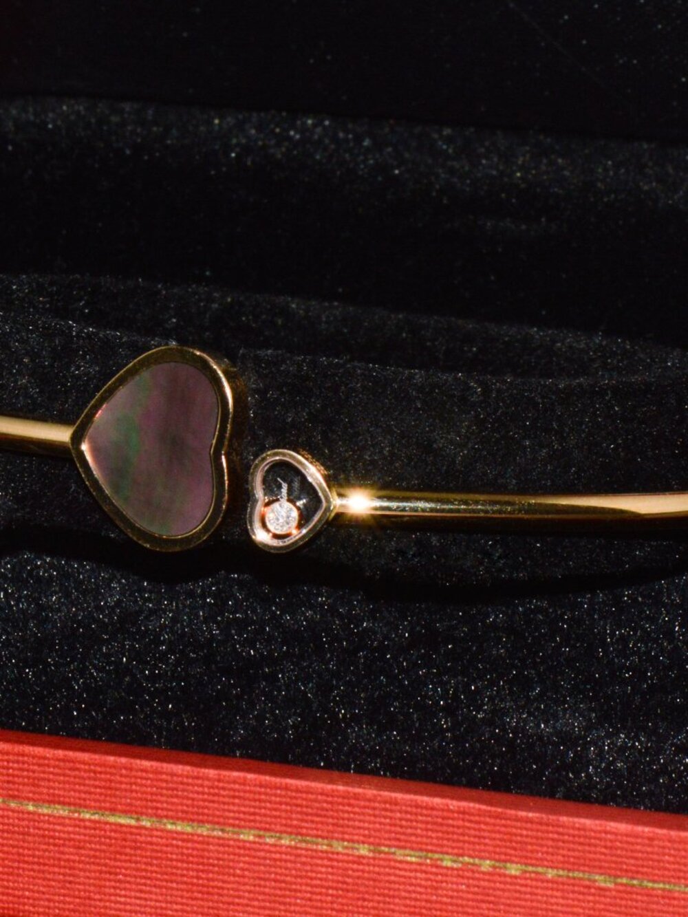 Chopard Happy Hearts Tahitian Mother-of-Pearl Diamond 18K Rose Gold Bangle - Picture 14 of 16